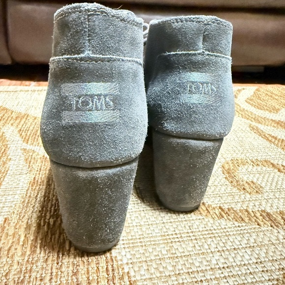Toms Desert Wedge Womens Blue Taupe Suede Lace Up Ankle Boots Booties Sz 9 -EXC - Picture 5 of 9